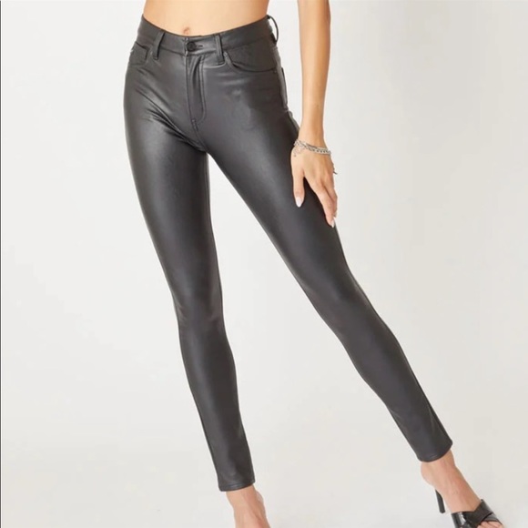 KanCan Pants - KanCan Faux Black Leather Skinny Leg High Rise Pants.  Size 27 7